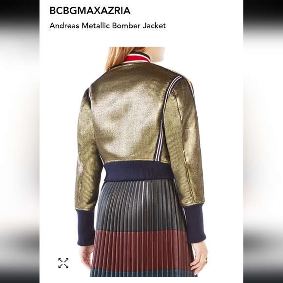 BCBG MAXAZRIA Andreas Metallic Bomber Jacket Cropped XXS - Picture 4 of 16